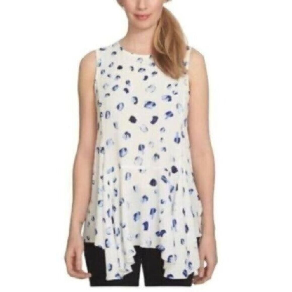 CeCe Womens Sleeveless Asymmetrical Flowy Blouse Top - Picture 2 of 10